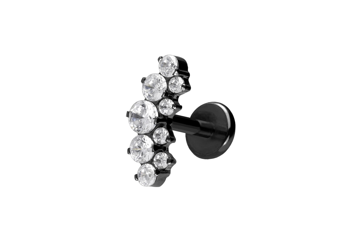 Titan Labret Piercing mit Push Fit KRISTALLBOGEN